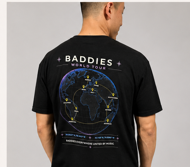 BADDIE WORLD TOUR tee — back